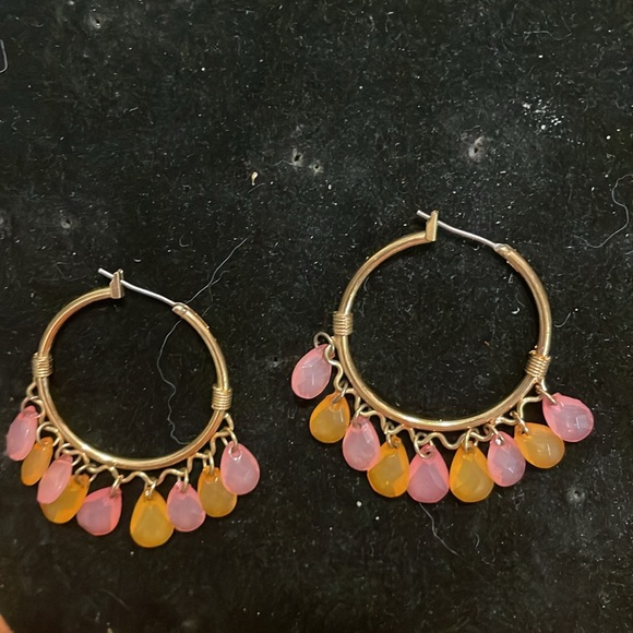 1.75” gold plated hypoallergenic Cleopatra open hoop latch back earrings - Picture 3 of 12